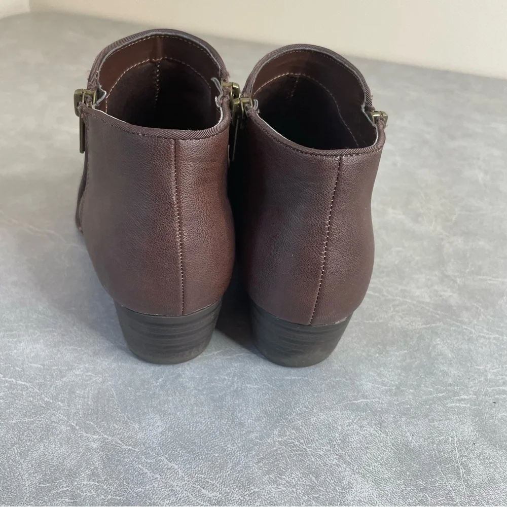 UNIONBAY “Holly” Chestnut Faux Leather Ankle Boots